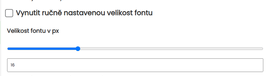 Vlastní velikost fontu